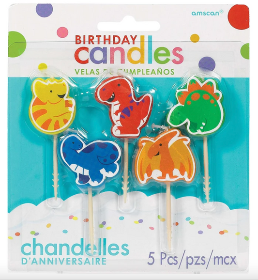 Dinosaur Icon Candles 5pcs