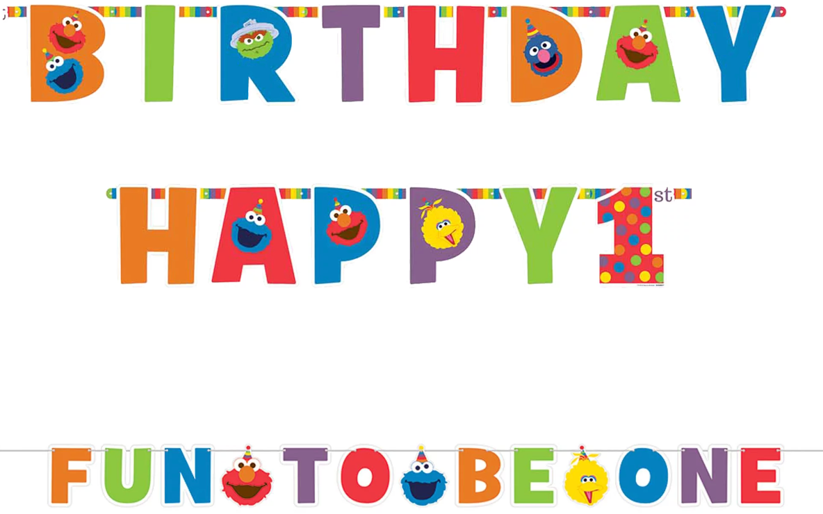 1st Birthday Elmo Letter Banner Kit 2pc