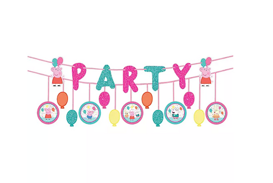 Glitter Peppa Pig Confetti Party Banners 2ct