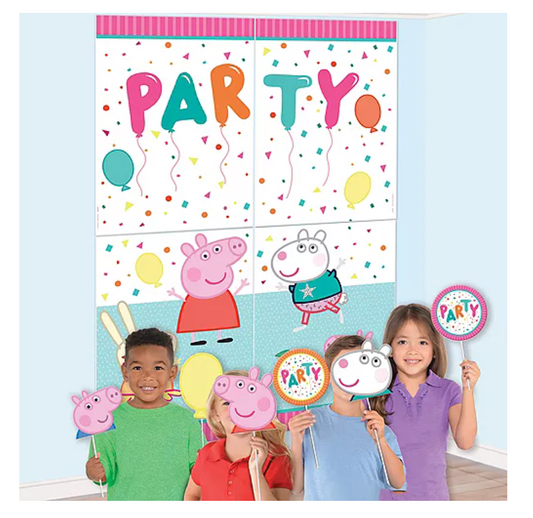 Peppa Pig Confetti Party Scene Setter with Photo Booth Props