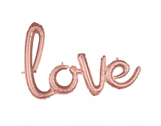 Air-Filled Rose Gold Love Cursive Letter Foil Balloon Banner