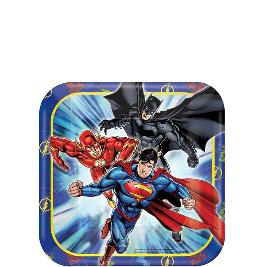 Justice League Square Paper Plates (7 in)