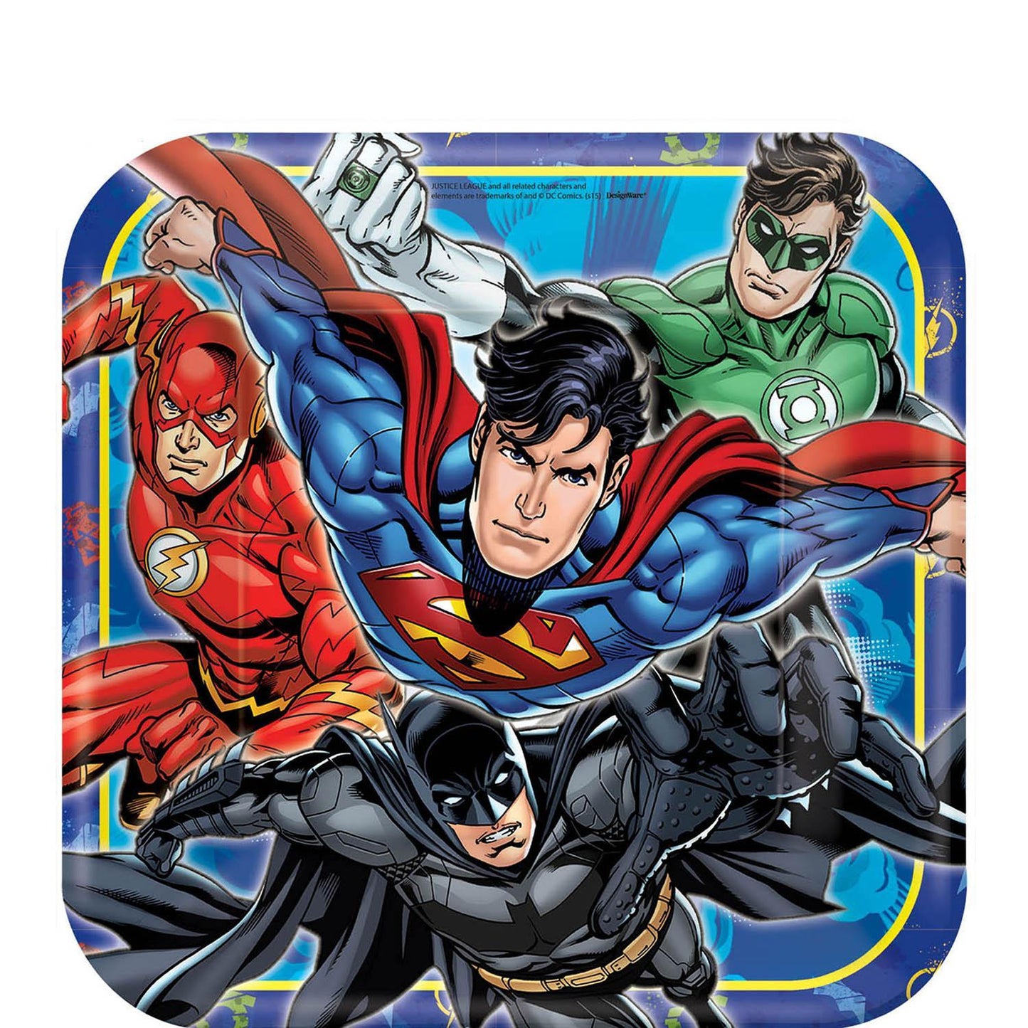 Justice League Square Paper Plates (9 in)