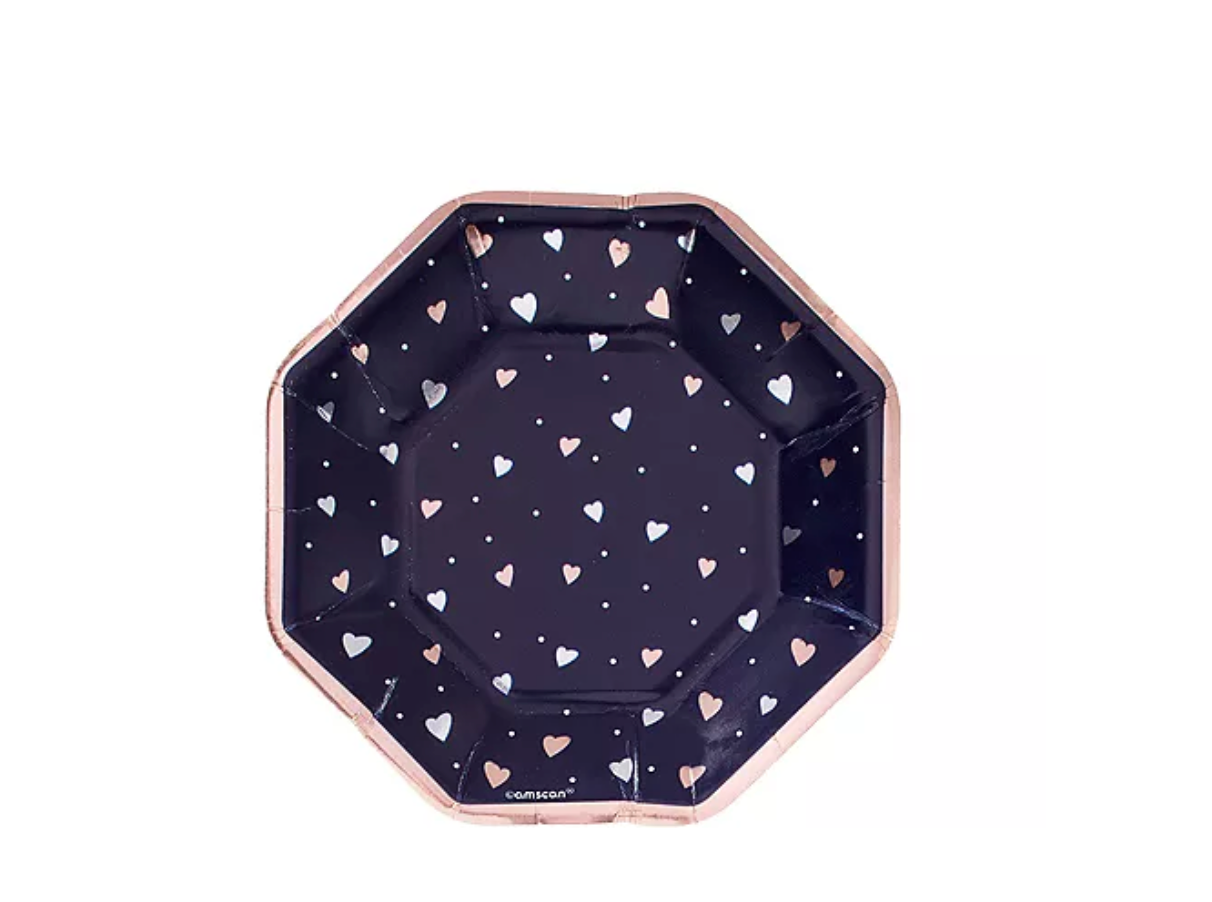 Metallic Navy Love Dessert Plates