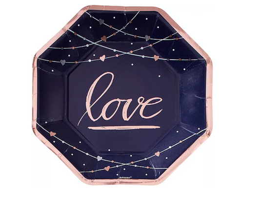 Metallic Navy Love Dinner Plates