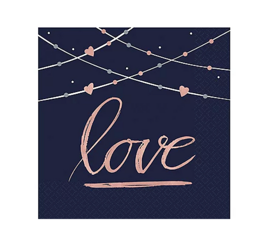 Navy Love Beverage Napkins