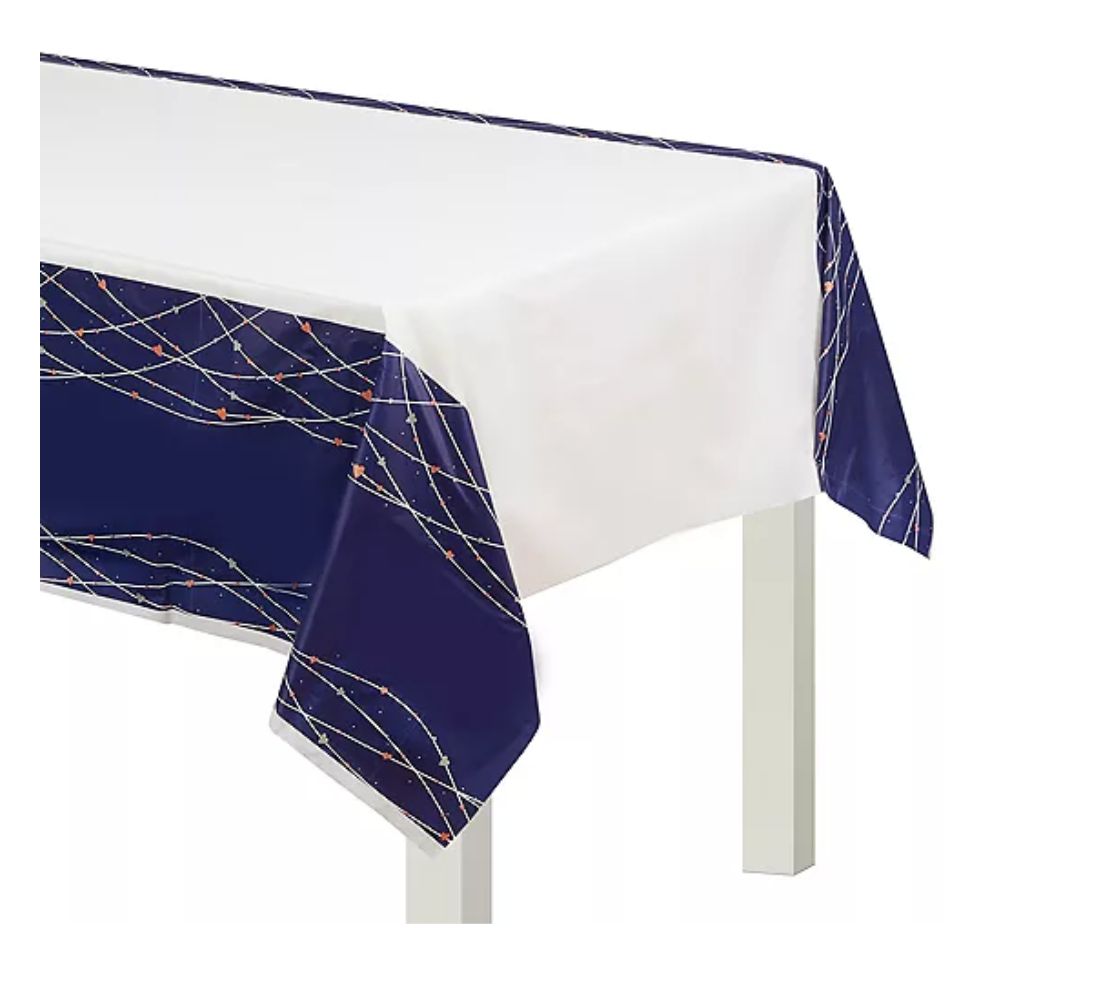 Navy Love Plastic Table Cover