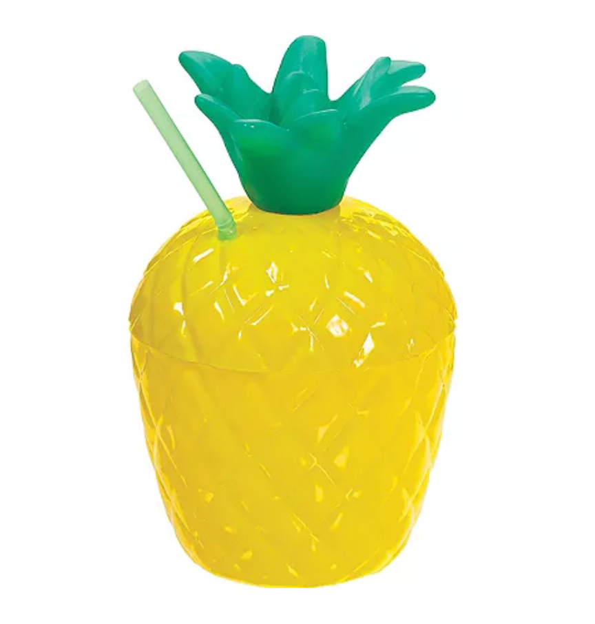 Pineapple Plastic Cup with Straw