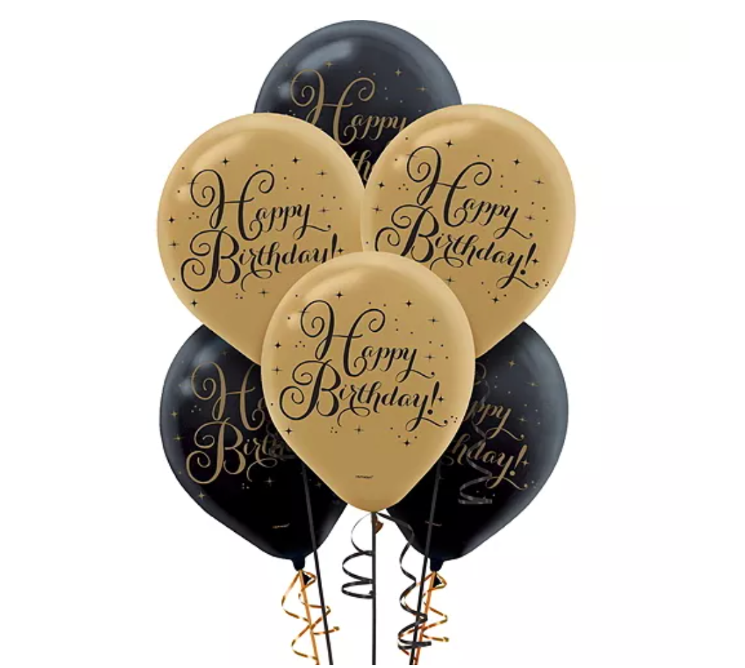 Black & Gold Birthday Balloons